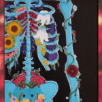 Skeleton with flowers art